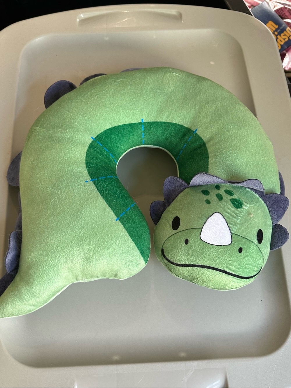 Green Dinosaur Neck Pillow for Kids - Plush Travel Support